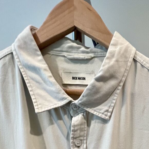 Buck Mason - SS Draped One Pocket Twill Shirt - Cement - Picture 3 of 6